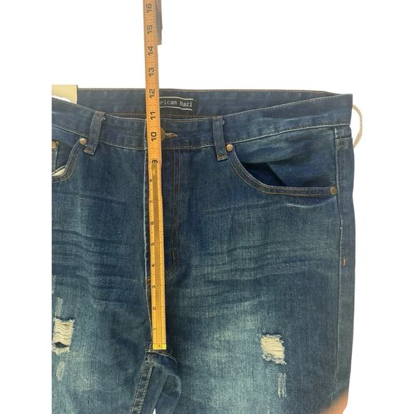 NWT American Bazi 13 Juniors Blue Boyfriend High Rise Distressed Jeans #5517 - Picture 13 of 16
